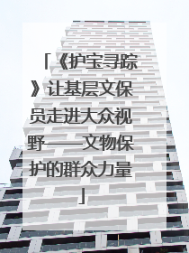 《护宝寻踪》让基层文保员走进大众视野——文物保护的群众力量