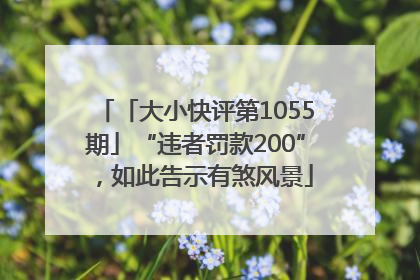 「大小快评第1055期」“违者罚款200”，如此告示有煞风景