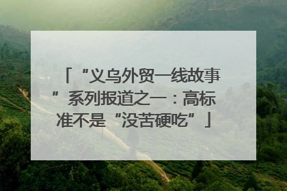 “义乌外贸一线故事”系列报道之一：高标准不是“没苦硬吃”