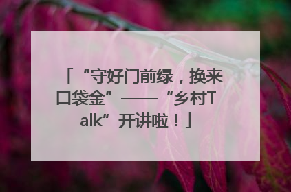 “守好门前绿，换来口袋金”——“乡村Talk”开讲啦！