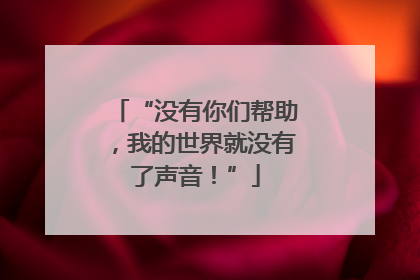 “没有你们帮助，我的世界就没有了声音！”
