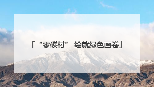 “零碳村” 绘就绿色画卷