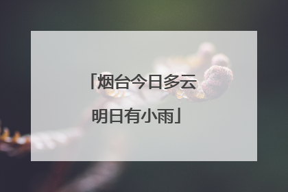 烟台今日多云 明日有小雨