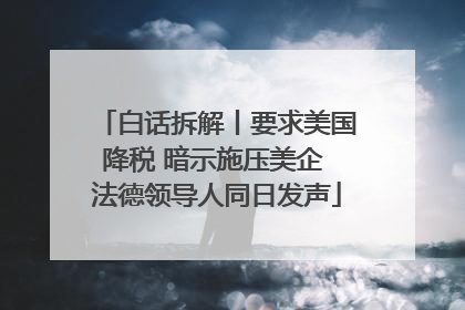 白话拆解丨要求美国降税 暗示施压美企 法德领导人同日发声