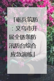 砺兵筑防：义乌市开展全链条防汛防台综合应急演练