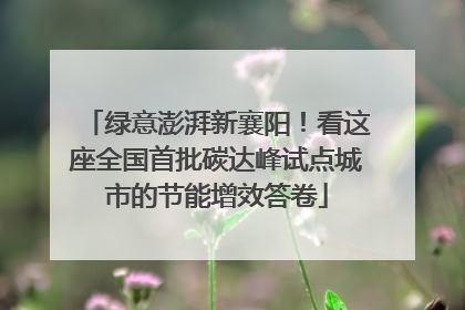 绿意澎湃新襄阳！看这座全国首批碳达峰试点城市的节能增效答卷