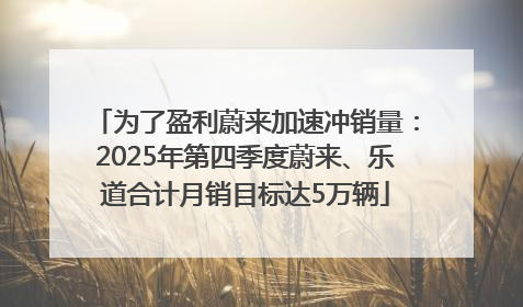为了盈利蔚来加速冲销量：2025年第四季度蔚来、乐道合计月销目标达5万辆