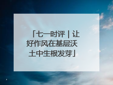 七一时评｜让好作风在基层沃土中生根发芽