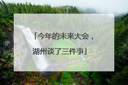 今年的未来大会，湖州谈了三件事