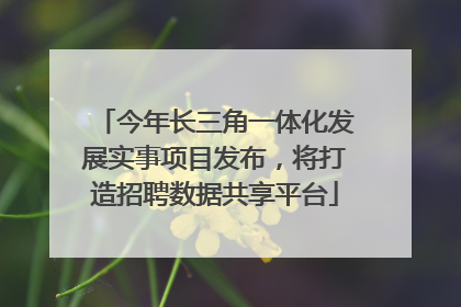 今年长三角一体化发展实事项目发布，将打造招聘数据共享平台