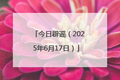 今日辟谣（2025年6月17日）