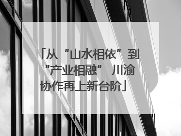 从“山水相依”到“产业相融” 川渝协作再上新台阶