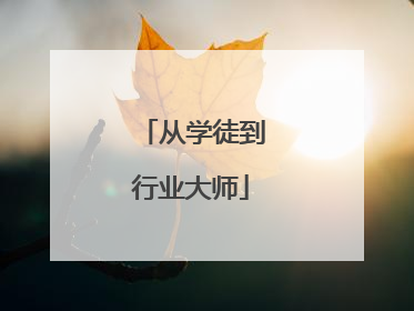 从学徒到行业大师
