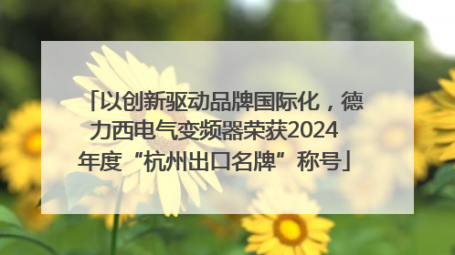 以创新驱动品牌国际化，德力西电气变频器荣获2024年度“杭州出口名牌”称号