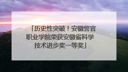 历史性突破！安徽警官职业学院荣获安徽省科学技术进步奖一等奖
