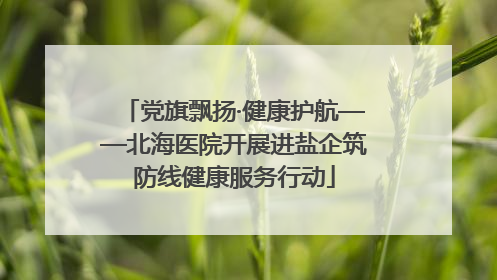 党旗飘扬·健康护航——北海医院开展进盐企筑防线健康服务行动