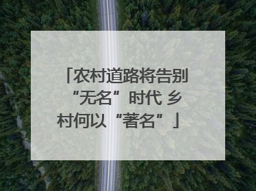 农村道路将告别“无名”时代 乡村何以“著名”