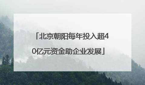 北京朝阳每年投入超40亿元资金助企业发展