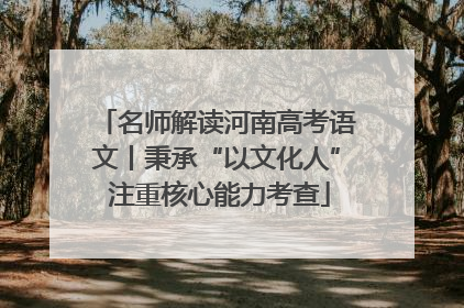 名师解读河南高考语文丨秉承“以文化人” 注重核心能力考查