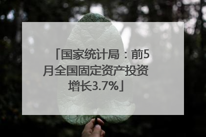国家统计局：前5月全国固定资产投资增长3.7%