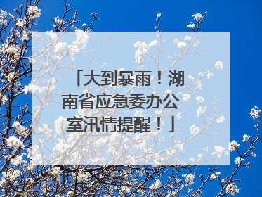 大到暴雨！湖南省应急委办公室汛情提醒！