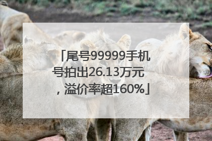尾号99999手机号拍出26.13万元，溢价率超160%