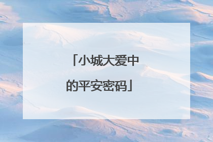 小城大爱中的平安密码