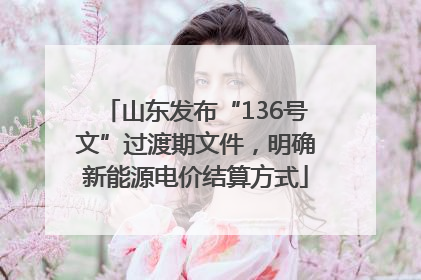 山东发布“136号文”过渡期文件，明确新能源电价结算方式