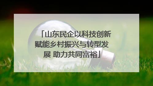 山东民企以科技创新赋能乡村振兴与转型发展 助力共同富裕