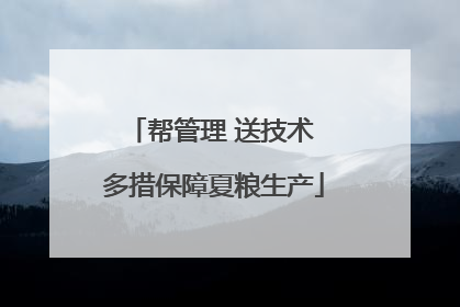 帮管理 送技术 多措保障夏粮生产