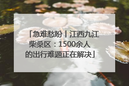 急难愁盼丨江西九江柴桑区：1500余人的出行难题正在解决