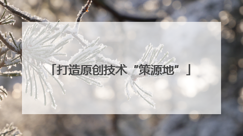 打造原创技术“策源地”