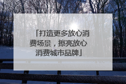 打造更多放心消费场景，擦亮放心消费城市品牌