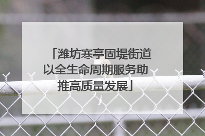 潍坊寒亭固堤街道以全生命周期服务助推高质量发展