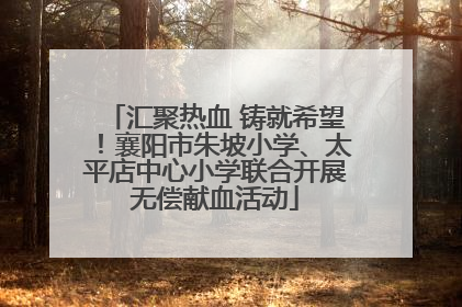 汇聚热血 铸就希望！襄阳市朱坡小学、太平店中心小学联合开展无偿献血活动