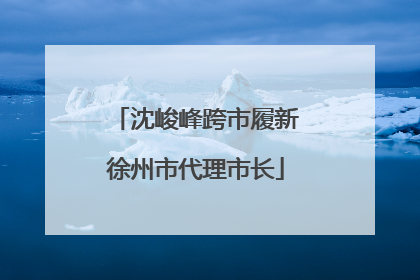 沈峻峰跨市履新徐州市代理市长