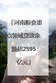 河南粮食重点领域贷款余额超2595亿元