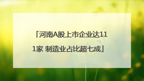 河南A股上市企业达111家 制造业占比超七成