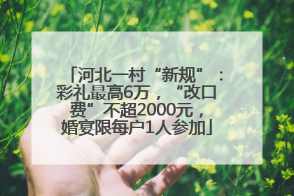 河北一村“新规”：彩礼最高6万，“改口费”不超2000元，婚宴限每户1人参加