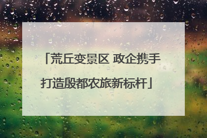 荒丘变景区 政企携手打造殷都农旅新标杆