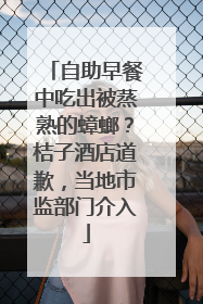 自助早餐中吃出被蒸熟的蟑螂？桔子酒店道歉，当地市监部门介入