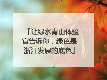 让绿水青山体验官告诉你，绿色是浙江发展的底色