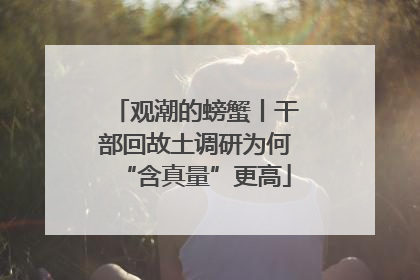 观潮的螃蟹丨干部回故土调研为何“含真量”更高
