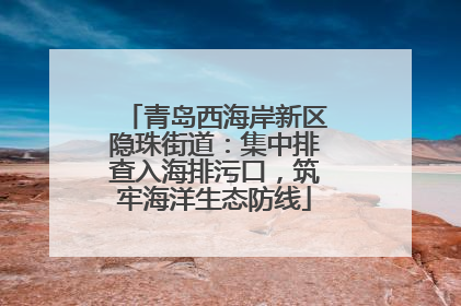 青岛西海岸新区隐珠街道：集中排查入海排污口，筑牢海洋生态防线