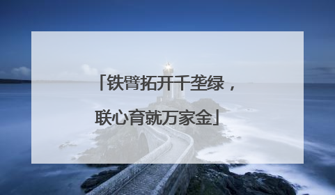 铁臂拓开千垄绿，联心育就万家金