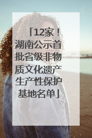 12家！湖南公示首批省级非物质文化遗产生产性保护基地名单