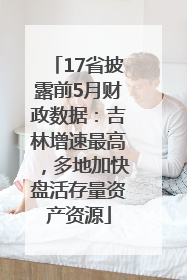 17省披露前5月财政数据：吉林增速最高，多地加快盘活存量资产资源