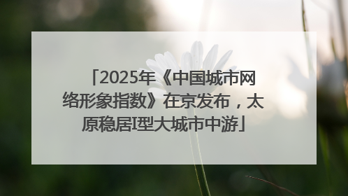 2025年《中国城市网络形象指数》在京发布，太原稳居I型大城市中游