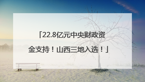 22.8亿元中央财政资金支持！山西三地入选！